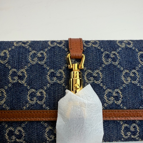 Gucci NWT Denim Jackie 1961 Monogram Wallet on Chain - Picture 7 of 13